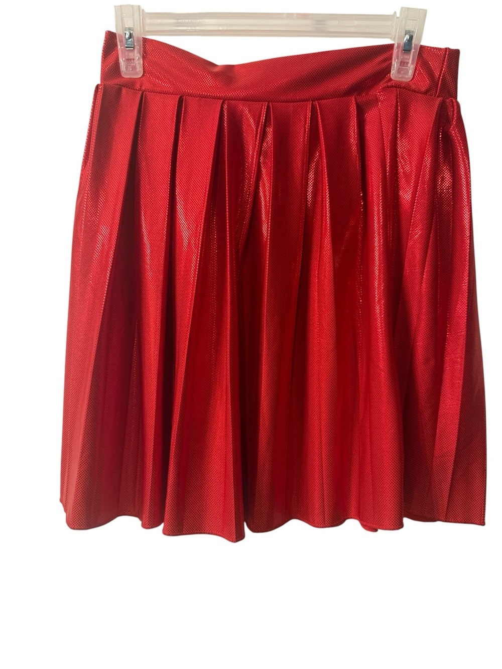 Women’s Fashion Nova Red Pleated metallic Skirt EUC Size L/XL
